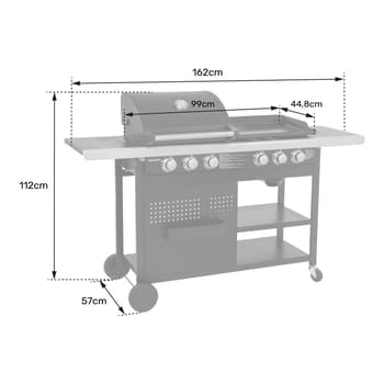 Barbacoa de gas VESUVIO Duo 3 quemadores + plancha 3 quemadores