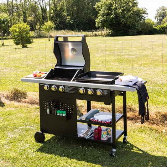 Barbacoa de gas VESUVIO Duo 3 quemadores + plancha 3 quemadores